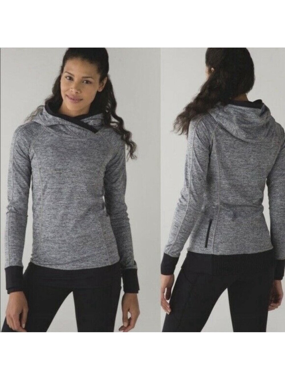 LULULEMON THINK FAST HOODIE SPACE GRAY PULLOVER Long Sleeve Shirt Size 6